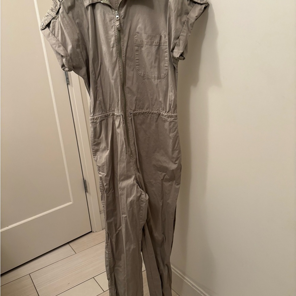 Pistola Green Cargo Jumpsuit with Collared Neckline